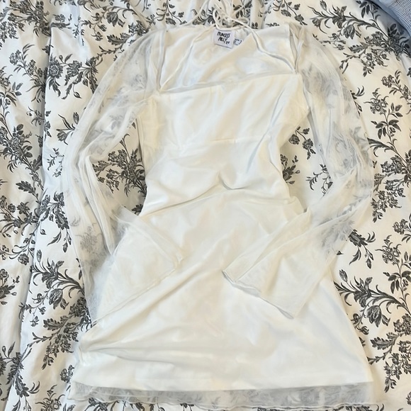 princess polly | white mesh long sleeve dress | sz 4 - Picture 1 of 2